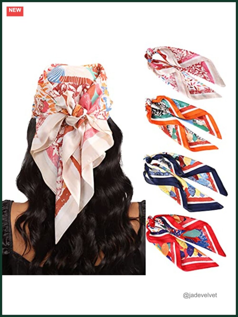 4PCS Satin Square Head Scarf Hair Bandana Wrap for Women
